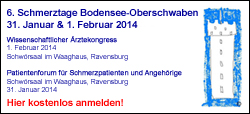 6. Schmerztage Bodensee-Oberschwaben am 31. Januar & 1. Februar 2014 in Ravensburg